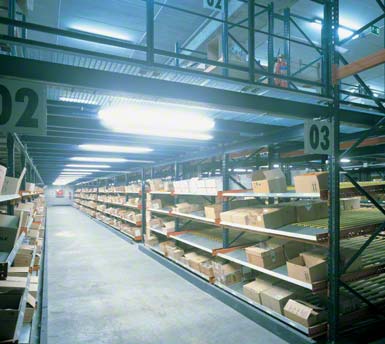 Rayonnages dynamiques pour picking d'une entreprise de retail aéroportuaire